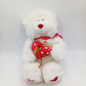 Commonwealth White and Red Sweetheart‎ Bear  Holding Heart 13" Sitting Valentine